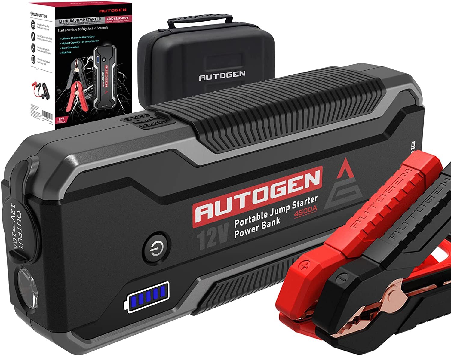 AUTOGEN Car Jump Starter 4500A 99.9WH with 12V Socket Portable Battery Charger Booster Pack