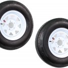 2-Pack Radial Trailer Tire On Rim ST205/75R14 LRD 14" 5 Lug Spoke Wheel White