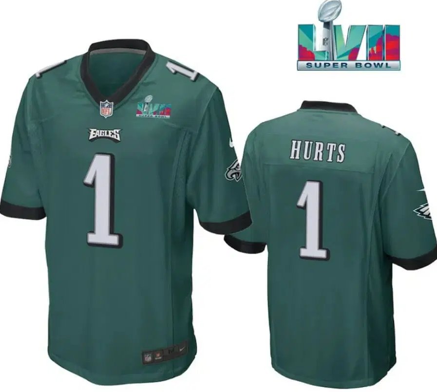 Jalen Hurts Jersey #1 Philadelphia Eagles Super Bowl LVII Men Jerseys ...