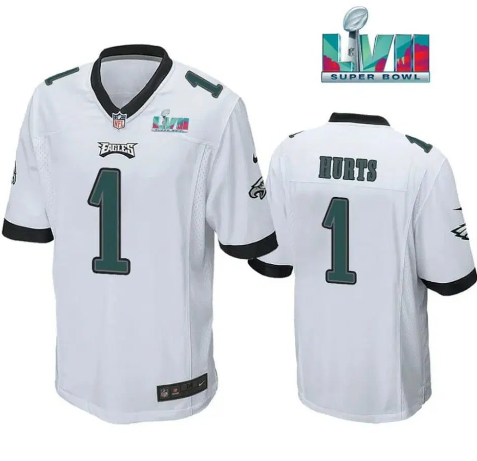 Jalen Hurts Jersey 1 Philadelphia Eagles Super Bowl LVII Men Jerseys ...