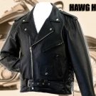HAWG HIDES SOLID LEATHER CLASSIC STYLE BIKER JACKET - 2X