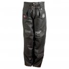 UNISEX REAL LEATHER MOTORCYCLE CHAPS W/ PATCHES - 3X