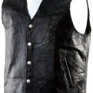 HAWG HIDES WESTERN CUT BLACK REAL LEATHER VEST - LG