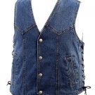 HAWG HIDES BLUE DENIM LINED VEST WITH SIDE LACES - 2X