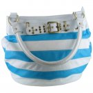 GIGI CHANTAL™ BLUE & WHITE STRIPE BUCKET STYLE HANDBAG