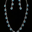 Austrian Crystal Clear and Aqua Handmade Necklace and Earrings