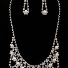 Handmade Crystal and Freshwater Pearl Necklace and Earrings