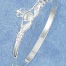 Sterling Silver Classic Claddagh Design Bangle Bracelet