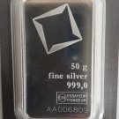 Valcambi Silver 50 Gram Bar Assay Certificate .999 AA00612