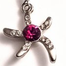 Silver Cz Star Pink Earring Set