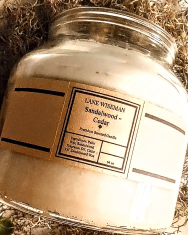 Sandalwood Cedar White Lantern Candle 64 oz