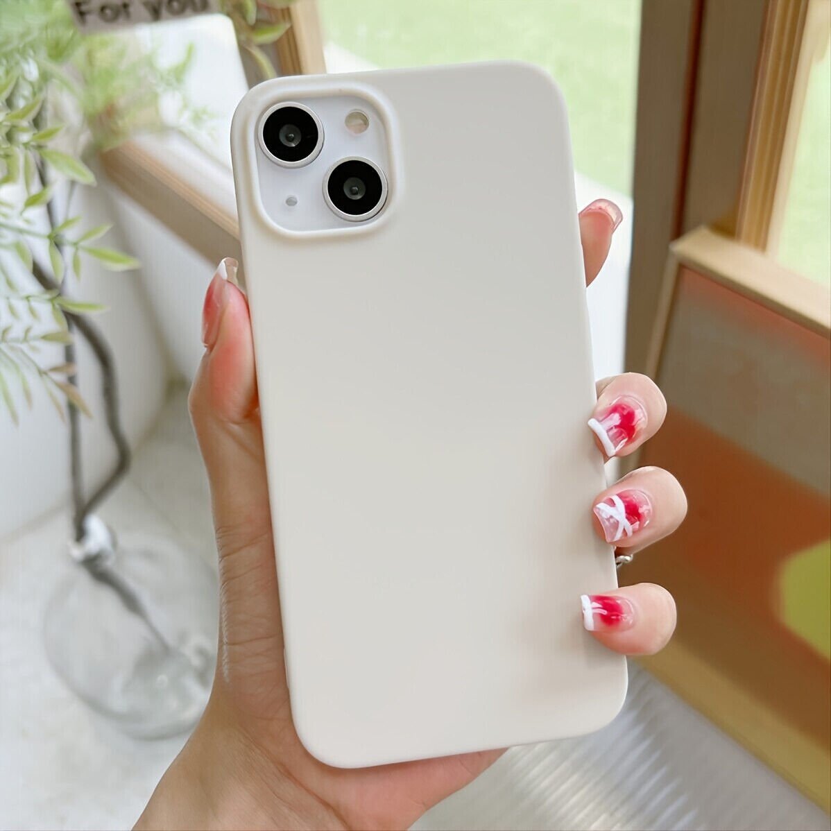 10pcs Luxury Pure White Color Smart Phone Cover For iPhone 14 Plus Pro Max