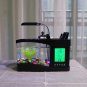 Fish Tank Mini Aquarium Self Cleaning with LED Light LCD Display Screen Home Dec
