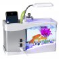 Fish Tank Mini Aquarium Self Cleaning with LED Light LCD Display Screen Home Dec