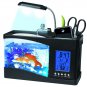 Fish Tank Mini Aquarium Self Cleaning with LED Light LCD Display Screen Home Dec