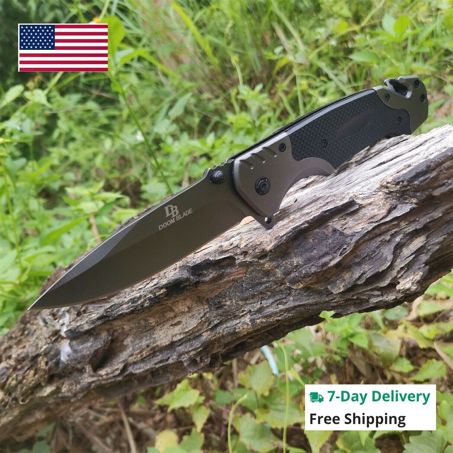 New Steel Folding Knife Handle Outdoor Camping Survival Portable Hunting Knife