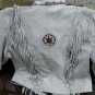 Women Suede Leather Jacket Fringe & Bead Work - American Native Cowboy Style