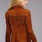 Women Suede Leather Western Style Jacket With Fringe