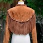 Women Brown Suede Western Style Leather Jacket With Fringe