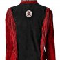 Women Suede Leather American Native Style Jacket Fringed & Beaded - Red & Black