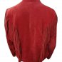 Women Red Suede Leather Jacket Fringed & Beaded - American Native