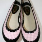 MANOUSH Pink Black Plaid Gingham Patent Leather Ballerina Flat 40
