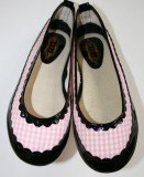 MANOUSH Pink Black Plaid Gingham Patent Leather Ballerina Flat 40