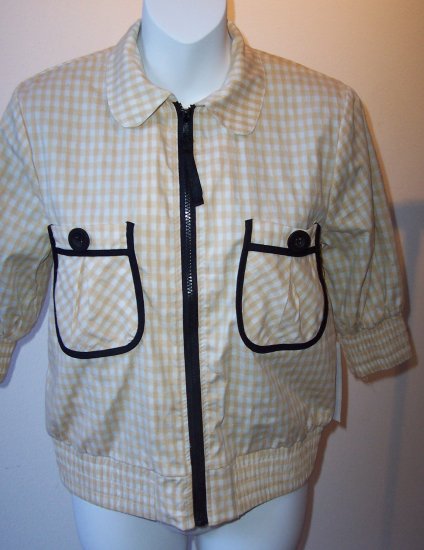 Rare MANOUSH Gingham Zip Up Embroidered Jacket S