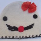 MANOUSH French Bonnet Kitty Wool Beanie Cap Hat Red Bow