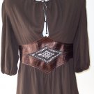 Ingwa Melero Mahag Phoenix Jersey Leather 3/4 Slv Top L