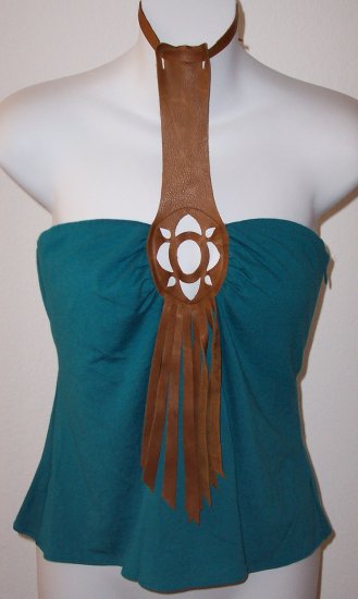 INGWA MELERO Emerald Brown Leather Solar T Jersey Top M