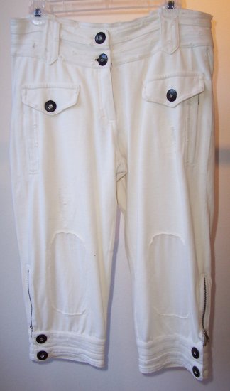 PINKO SUNDAY MORNING Cream Crop Pant Short M Gwen Style