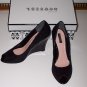 $250 THAKOON Black Patent Lace Peep Toe Wedge Heel Nine West 7.5