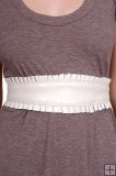 Karen ZAMBOS Elegantly Waisted White Leather Ruffle Belt