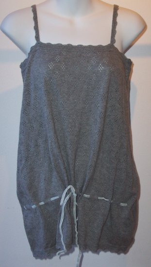 PAUL& JOE SISTER Grey Cashmere Tie Tank Cami Pointelle