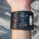BRAVE LEATHER Vintage Black Cuff Buckle Bracelet Bangle