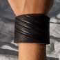 BRAVE LEATHER Vintage Black Cuff Buckle Bracelet Bangle