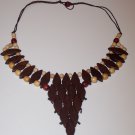 Brazilian Wood Bead Diamond Shaped Choker Necklace Calypso