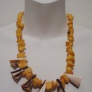 Brazilian Wood Bead Shell Boho Hand Crafted Necklace
