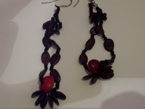 Brazilian Wood Bead Seed Boho Hand Crafted Earrings