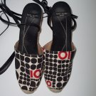 KATE SPADE Mod Art Deco Leather Wrap Espadrille Wedge Heel