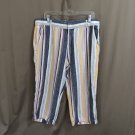 Womens Liz Claiborne Pants Striped Cropped Capri Summer Lightweight Pockets L
