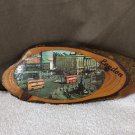 Vintage London Wood Slice Decoupage Souvenir Street Scene 1960s