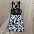 Womens Dress Stretch Summer Spaghetti Strap Knit Black Print Knee Size M
