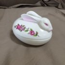 Vintage Bunny Rabbit Covered Dish Trinket Box 2 Part Porcelain 3D