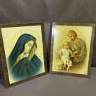 2 Vintage Wood Lacquered Religious Artwork Hanging Plaques Marked NB