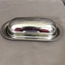 Vintage Chrome Butter Dish with Cover Metal Rounded Design