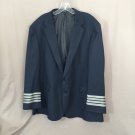 Vintage Blazer Uniform Cruise Captain Gray Stripes at Cuff 2 Button Navy Color 52R
