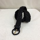 Talbots Black Leather Belt Braided Size Extra Small Unused