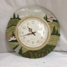 Wall Clock 3D Resin Hillside Scene Poppies House Large Clock 12” Working